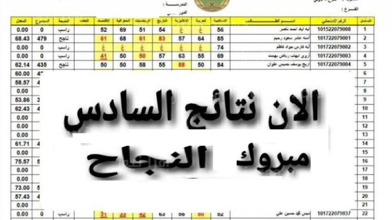 نتائج السادس الابتدائي العراق 2023 …. جميع محافظات