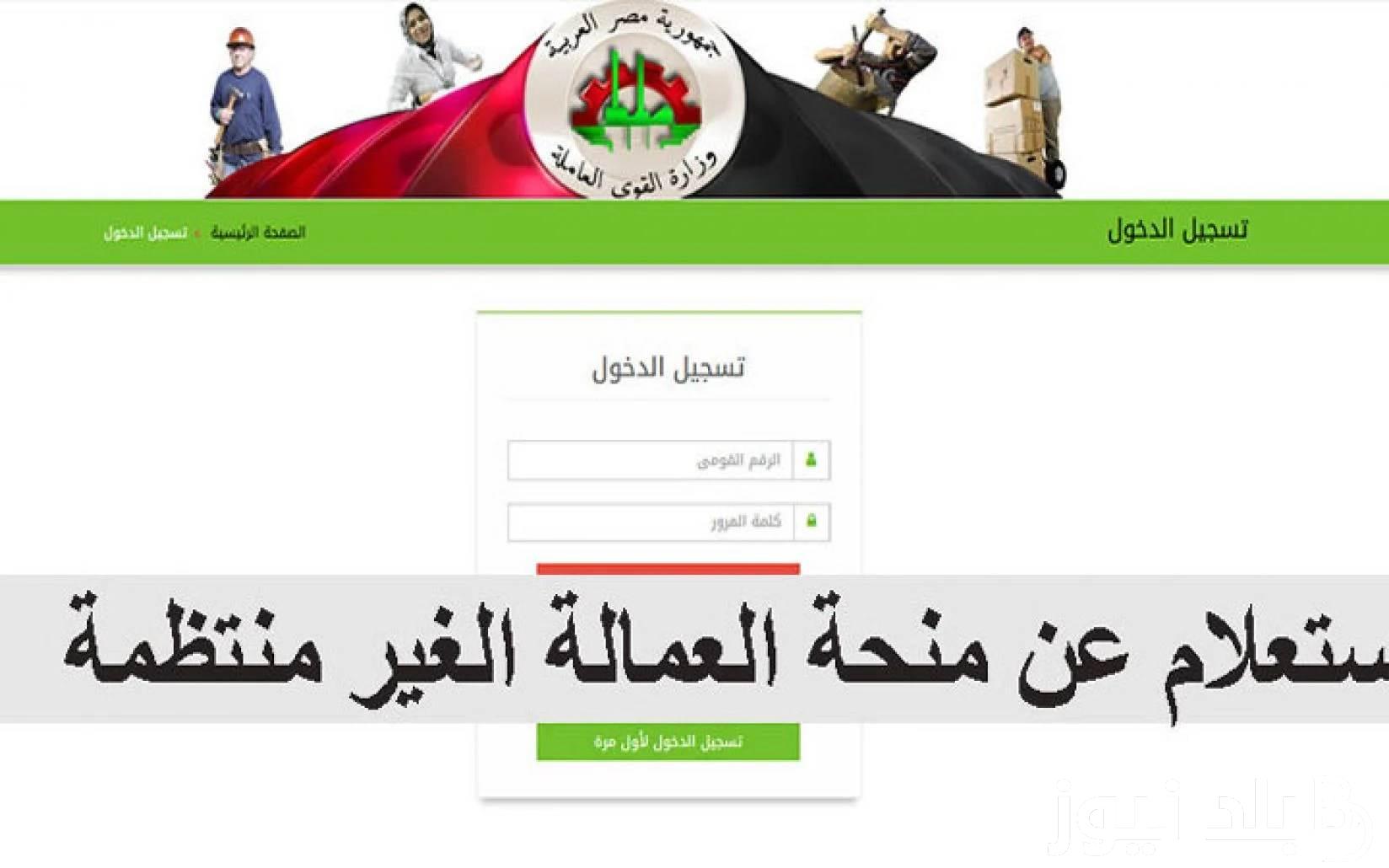 الاستعلام عن منحة العمالة الغير منتظمة 1000 جنيه عبر manpower.gov.eg