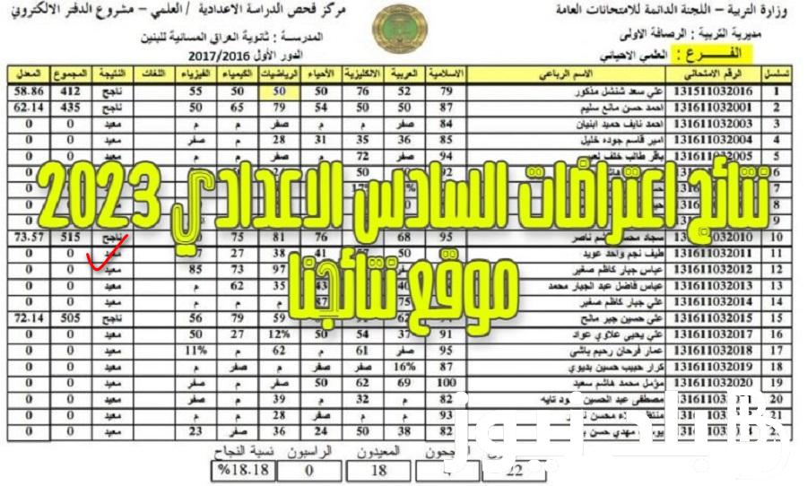 نتائج اعتراضات السادس الاعدادي 2023 دور ثاني عبر موقع الوزارة الرسمي epedu.gov.iq