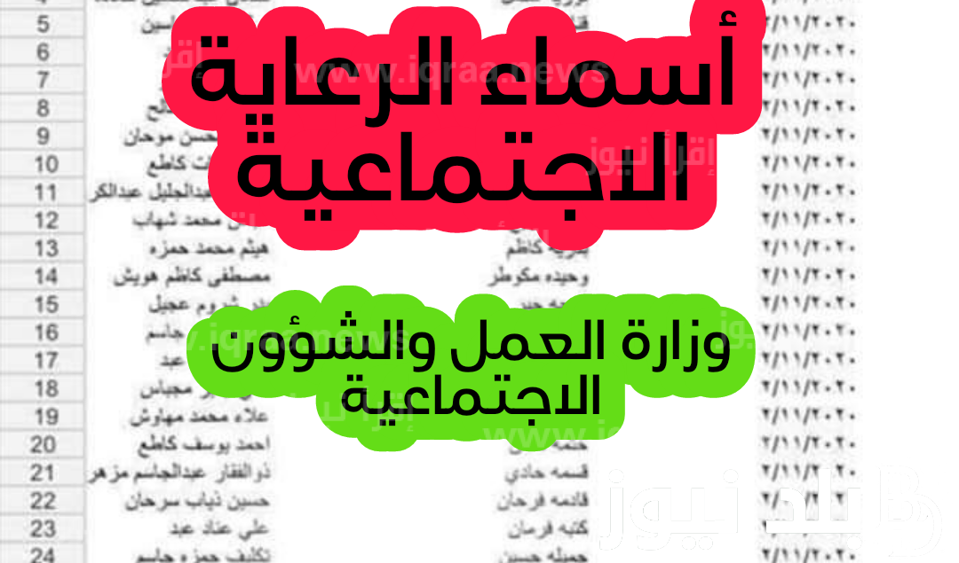 كشوفات المشمولين فى الرعاية الاجتماعية 2023 من موقع وزارة العمل العراقية الوجبة الـ9 برابط رسمي NOW