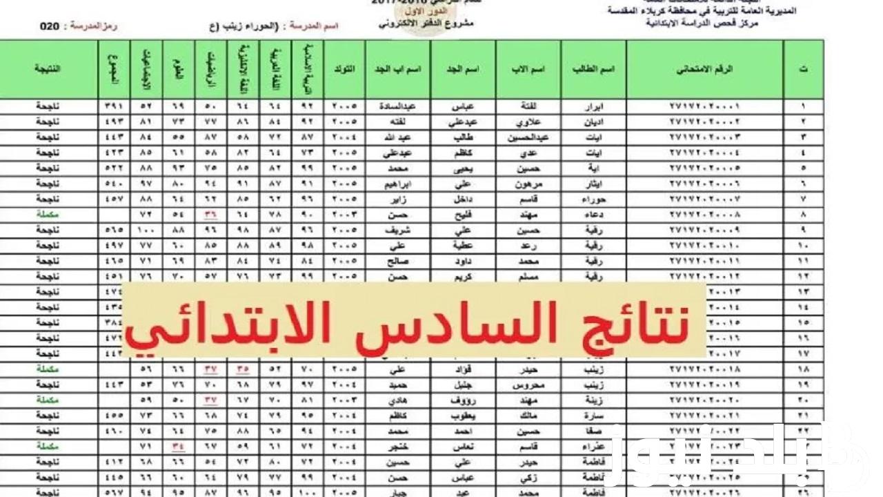 الآن.. نتائج السادس الابتدائي 2023 الدور الثالث ذي قار pdf بالاسم والرقم الامتحاني عبر موقع نتائجنا