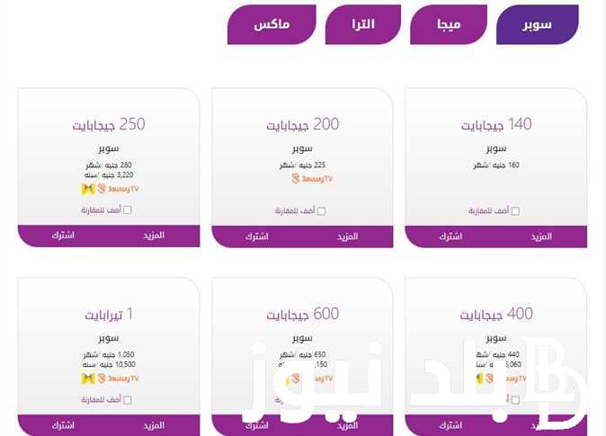 أسعار باقات الانترنت الأرضي وي بعد الزيادة الجديدة في 5 يناير 2024