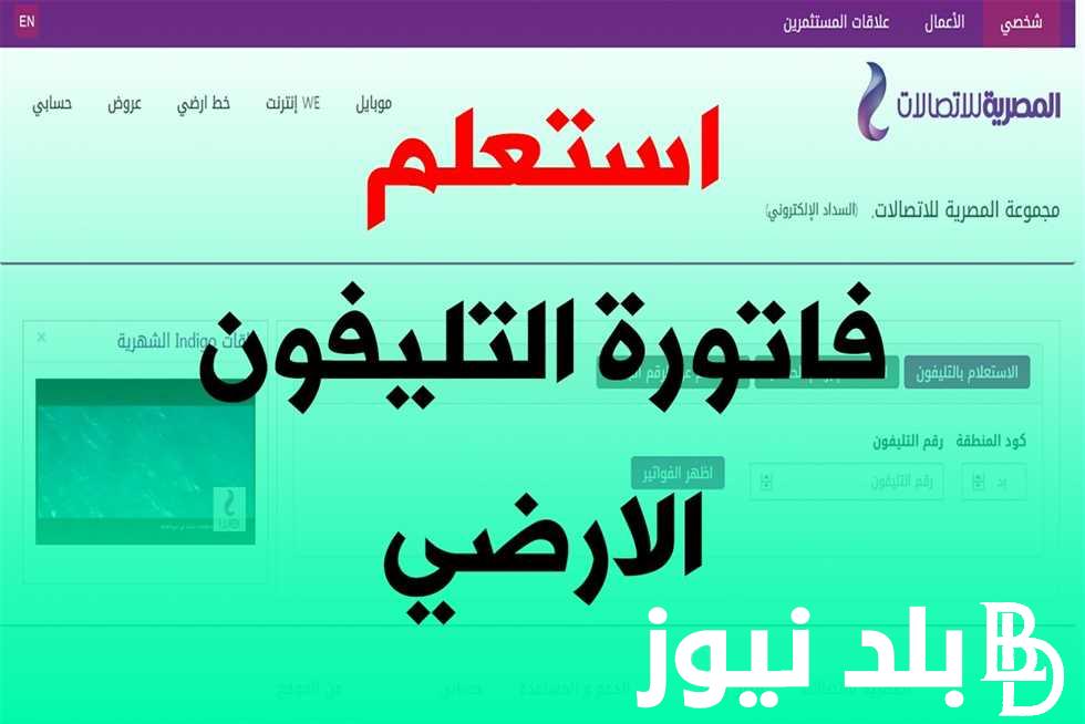 الان استعلام عن فاتورة التليفون الارضي لشهر مارس 2024 من موقع المصرية للاتصالات