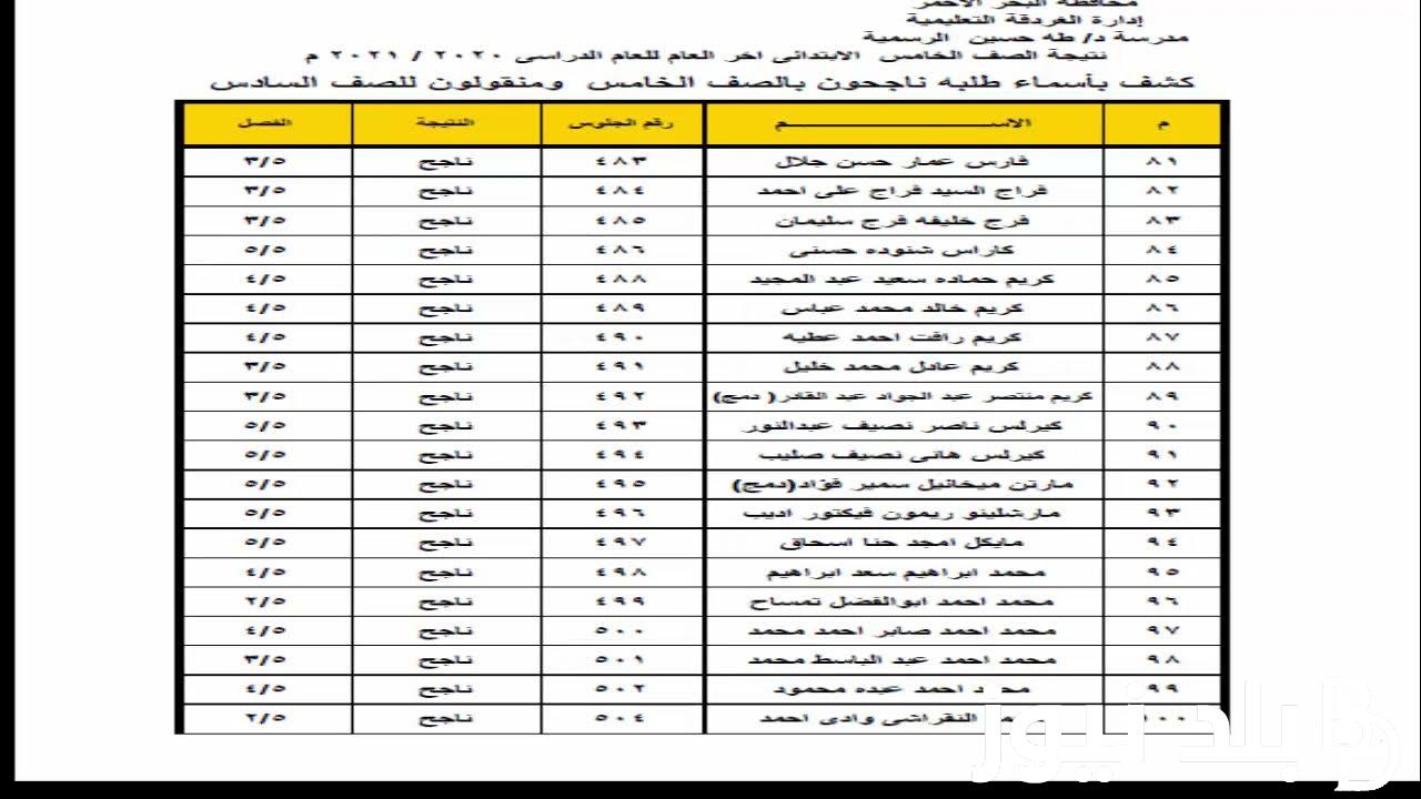 “رابعة ابتدائى بالاسم” رابط نتيجة الصف الرابع الابتدائي الترم الثاني 2024 بالرقم القومي موقع وزارة التربية والتعليم