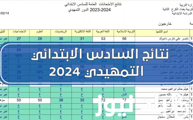 رابط نتائج السادس الابتدائي 2024 وزارة التربيه العراقيه لجميع المحافظات