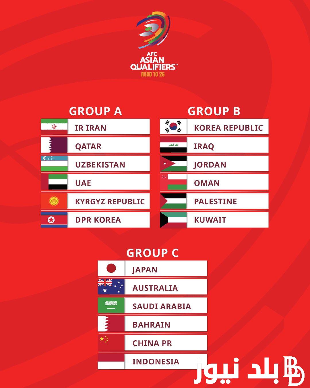 “5 منتخبات عربية من اصل 6 ” نتائج قرعة تصفيات آسيا المؤهلة إلى كأس العالم 2026