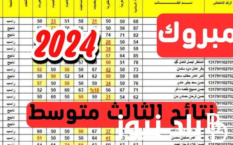 هسه.. نتائج الثالث متوسط Pdf الدور الاول 2024 لعموم المحافظات عبر موقع نتائجنا results.mlazemna.com