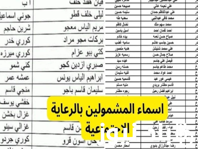 كشوفات اسماء المشمولين بالرعاية الاجتماعية 2024 بصيغة pdf و شروط القبول في دعم الرعاية