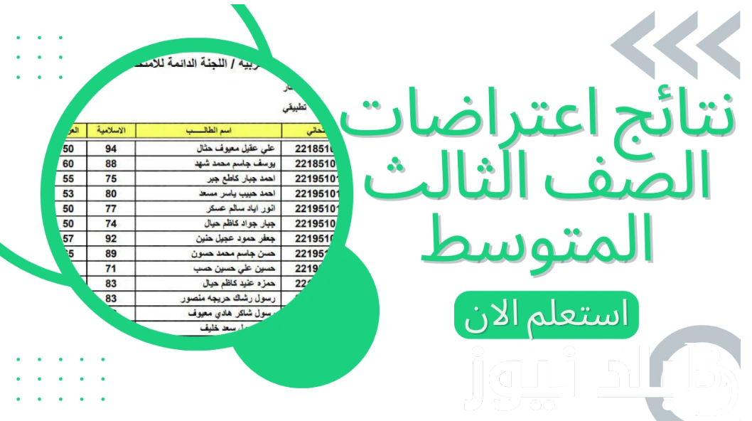 نتائج اعتراضات الصف الثالث متوسط 2024 الدور الأول في العراق عبر موقع وزارة التربية والتعليم العراقية وموقع نتائجنا