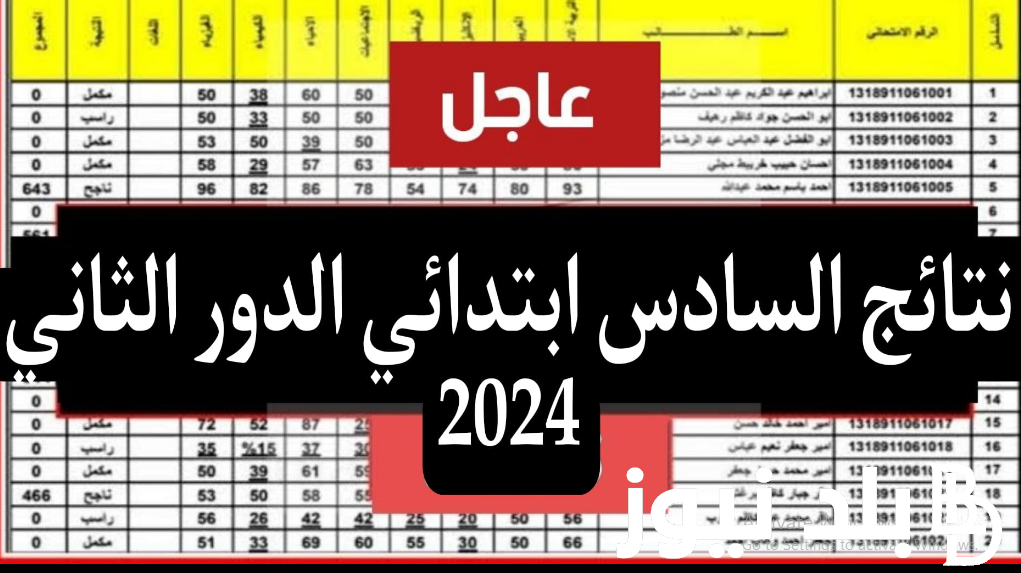 اصحبت مُتاحة✔✔ نتائج السادس الابتدائي دور ثاني 2024 موقع نتائجنا results.mlazemna.com بالرقم الامتحاني