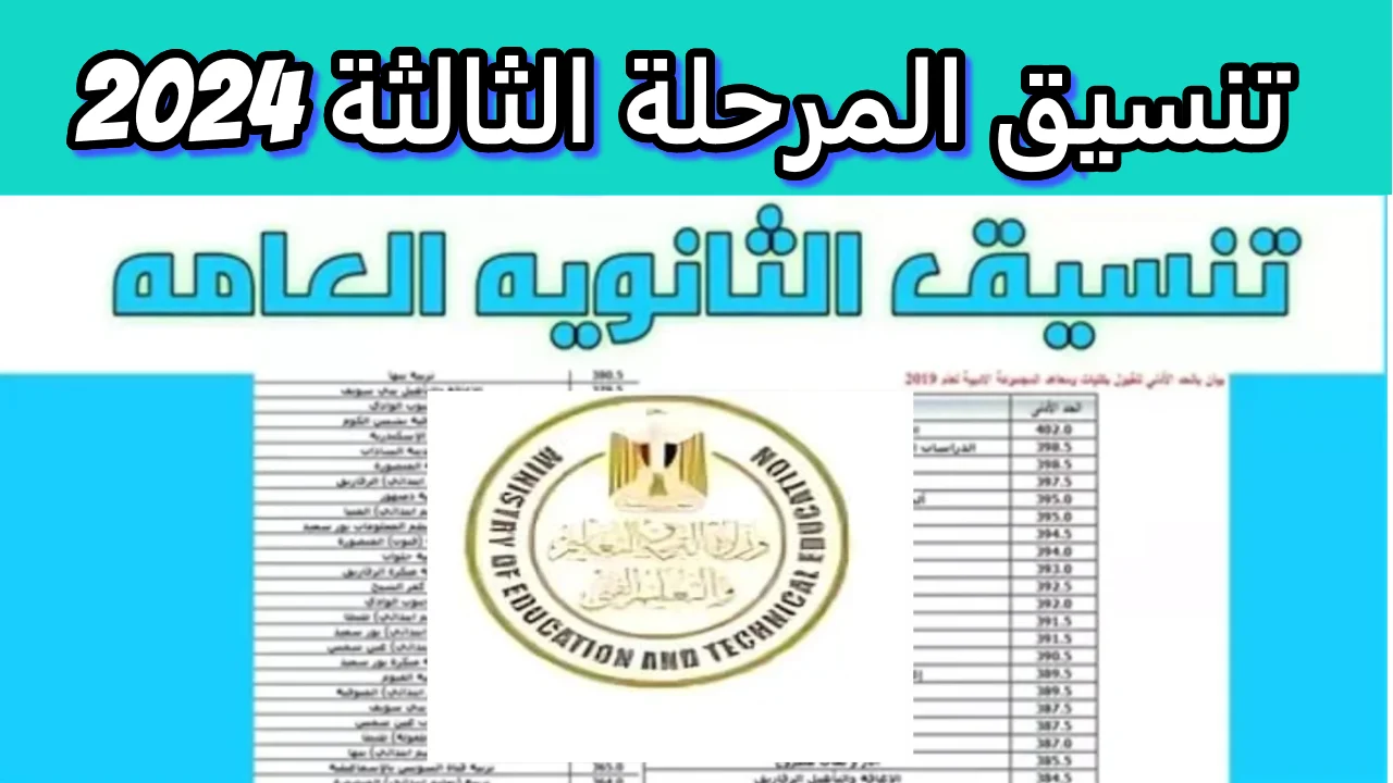 تنسيق المرحلة الثالثة ثانوية عامة 2024| مؤشرات كليات المرحلة الثالثة علمي رياضة