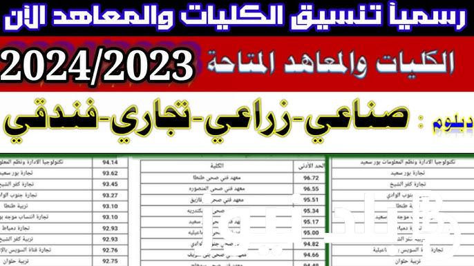 موقع تنسيق الدبلومات الفنية 2024 Www tansik egypt gov eg برقم الجلوس